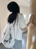 GAUCHE Coréen Mode Design Lettre Rétro Grand Sac À Dos En Cuir PU Sacs À Dos pour Femmes Voyage Cordon 240111