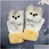 Mittens Winter Gloves Ladies Girls Outdoor Thick 3D Cartoon Dog Warm Mittens Thicken Men And Women Christmas Gifts For Kids Drop Deliv Dhvvc