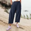 Pantaloni da donna Pantaloni da donna in cotone casual larghi tagliati comodi da lavoro con tasche Borsa di carta elastica a vita alta Gamba larga