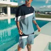 Męskie dresy 2024 Summer Dwuczęściowy zestaw w kratę 3D Drukując swobodny koszulka i szorty sportowe garnitur sportowy odzież dresowa mody
