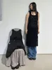 Robes décontractées Korobov Mode coréenne Niche Design Robe Automne Hiver Tempérament Sans manches Irrégulière Creux Out Tricots Longues Jupes