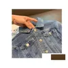 Jackets Girls Love Heart Embroidery Denim Jacket Kids 싱글 가슴 아웃웨어 패션 어린이 캐주얼 옷 Q917 DHSKP