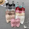 Débardeurs Sexy en coton élastique pour femmes, débardeur d'été solide, épaules dénudées, haut court, doux, dos nu, laçage, Corset sportif