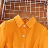 Vestidos da menina crianças vestido casual para meninas roupas 2024 primavera outono criança manga longa amarelo princesa camisa moda crianças 2-8y