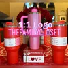 미국 주식 동일한 40oz Quencher Tumblers Cosmo Parade Flamingo 공동 브랜드 발렌타인 데이 선물 컵 40oz 스테인리스 스틸 유량 상태 퀀처 핑크 뚜껑 밀짚 자동차 머그잔