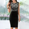 Casual Dresses Bridesmaid Cocktail Sexy Party Lace Patchwork Dress Waist High Midi Tank Splicing Sleeveless Pencil Slim Outfits