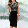 Lässige Kleider Brautjungfer Cocktail Sexy Party Spitze Patchwork Kleid Taille hoch Midi Tank Spleißen ärmellos Bleistift schlanke Outfits