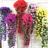 Fashionable Violet Artificial Flower Wall Hanging Basket Orchid Silk Vine Home Wedding Party Street Lamp Decoration 240111