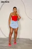 Shorts CM.YAYA Women Fashion Button Front Zipper Fly Bodycon Midi Denim Skirt Shorts 2023 Streetwear INS Short Jeans Pants