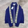 CASABLANCA jaqueta com zíper Cardigan casual com zíper com capuz Azul verde escuro marrom manga comprida Casaco com gola Medalhão bordado cardigã com zíper Outerwear SMLXL