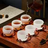 Xícaras Pires Jade Tea Cup High-grade Esmalte Cor Branco Porcelana Teacup Esmalte Colorido Com Alça Master Set