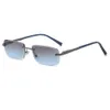 2023 customized unique unisex pc lens spring hinges uv400 metal rimless square shades sunglasses wholesale
