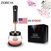 Borstar Zoreya Electric Makeup Brush Cleaner Dryer Machine Snabbt och professionellt rengöringsverktyg Djupt tvättar de flesta storlekar borstar