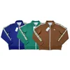 CASABLANCA jaqueta com zíper Cardigan casual com zíper com capuz Azul verde escuro marrom manga comprida Casaco com gola Medalhão bordado cardigã com zíper Outerwear SMLXL