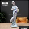 Ferramentas de artesanato Europeu Cerâmica Beleza Estatueta Home Desktop Mobiliário Artesanato Decoração Ocidental Lady Meninas Porcelana Artesanato Ornam Dh6Lb