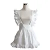 Kvinnor Sexig förkläde Vanlig vit bomull japansk elegant ruffled harajuku mjuk syster cosplay tablier de cuisine short 240111