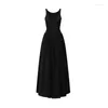 Casual Jurken HOUZHOU Vintage Slip Lange Jurk Voor Vrouwen Avond Formele Gelegenheid Feest Schoolfeest Zwart Maxi Elegante Zonnejurk Korset Mode