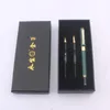 1pc3pc conjunto de caneta tinteiro de metal caixa canetas tinta fosco verde conversor enchimento negócios escritório material escolar dourado 240111