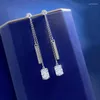 Studörhängen S925 Silver European och amerikansk stil 6 8 Oval White Diamond Tassel Feeling Wholesale For Wome