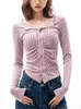 Femmes tricots col en v rétro bande élasticité mince tricoté pull Cardigan printemps femme simple boutonnage à manches longues pulls fins