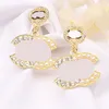Luxury Designer Dangle Letter Stud 18K Gold Plated 925 Silver Tassel Fashion Women Crystal Rhinestone Earring Wedding Jewerlry