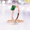 Cluster-Ringe Luxus 1 Smaragd Moissanit Ring mit Zertifikat 925 Sterling Silber Roségold vergoldet für Frauen Edlen Schmuck Vintage