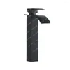 Bathroom Sink Faucets Waterfall Water Outlet And Cold Basin Faucet High Rod Matte Black Table