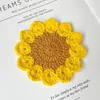 Handmade Sunflower Mats 12cm Trade Hand Crochet Doilies Pad Knitted Cup Mat Po Props Placemat Home Decorative Mat