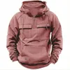 Pull à capuche Simple et décontracté pour hommes, couleur unie, tendance, manteau multi-poches pour jeunes européens et américains, 240111