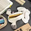 Kawaii Sea Otter Pencil Case Plush Dock Bag Söt hundpen Pouch Make Up Stuffed Animal Fluffy Stationery