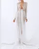 Sexy Beach Wedding Dresses Sheer Lace V Neck Boho Bohemian Bridal Gowns Long Sleeve Bride Robes Dress