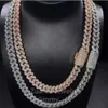 13mm Two Row Rose Gold White Gold Yellow Gold Color Mirco Pave Vvs1 Moissanite Bling Diamond Clarity Miami Cuban Link Chain