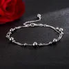 Anklets Women's 100% 925 Sterling Silver Anklet Minimalist Bead Box Chain Ankle Bracelet Summer Charm Jewelry Beach Foot Accessories