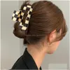 Pinces à cheveux Barrettes Noir et blanc Plaid Claw Clips Grande Barrette Crab Cheveux Griffes Bain Clip Queue de cheval pour femmes filles Accessoires Dhsje