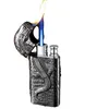 2024 New Three-Dimensional Relief Metal No Gas Lighters Double Fire Direct Punching Open Fire Conversion No Gas Machine