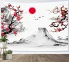 Tapisserie chinoise asiatique en fleurs de cerisier, paysage naturel japonais, pour chambre à coucher, salon, décoration de la maison, 240111