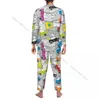 Men's Sleepwear Men Pajama Sets Car Crash Pattern- For Man Shirt Long Sleeve Male Soft Home Loungewear