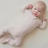 Baby Romper Bambu Fiber Baby Boy Girl Clothes Born Zipper Footies Jumpsuit Solid Long-Sleeve Baby Clothing 0-24m 240111