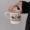 Kubki 400 ml Vintage Cute Wesołych Świąt Ceramiczny Kubek Kawaii Tree Cafe Cafe Puchar Puchar