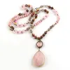 Fashion Bohemian Jewelry Accessory Multi Stone Pärlor Knutade Pink Dorp Charm Pendant Halsband för Festival 240111