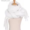 Sjaals Effen Kleur Dikke Sjaal Unisex Winter Buiten Warme Sjaal Pluche Sjaal Witte Sjaal Luxe Merkontwerp Foulard En Mousseline Q240111