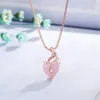 Hängen Hjärtform Rose Quartz Pendant Necklace For Women 14K Rose Gold Chain Gold Necklace Valentine's Fine Jewelry Gift