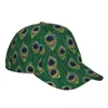 Cappellini con piume di pavone verde Berretto da baseball Merch Vintage Snapback Stile unisex Estate all'aperto