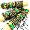 Wholesale 3050100pcs Handmade Leather Bracelets Bob Rasta Jamaica Fashion Cuff Jewelry Party Gift Mix RedYellowGreen 240110