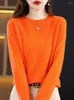 Women's Knits Fashion Merino Wool Women Knitted Cashmere Sweater O-Neck Long Sleeve Pullover Spring Autumn Clothing Knitwear Top