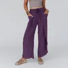 Pantaloni da donna Pantaloni a vita media a gamba larga Pantaloni larghi e dimagranti svasati da donna Capris Moda per Fe