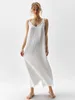 Damska odzież sutowa hiloc biała nocna sukienka dla kobiet swobodny backless v szyja spaghetti pasek bawełniany sukienki żeńska koszulka nocna wiosna 2024