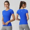 LU-B23 Tenue de yoga pour femmes Chemise à manches courtes Chemises de sport de couleur unie Course à pied Gym Fitness Entraîneur Filles Silm Jogging Sportswear Respirant