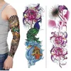 Maquiagem tatuagem flor braço adesivo à prova dwaterproof água masculino e feminino adesivos completo ukiyoe geisha simulação grande imagem