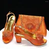 Классические туфли с блестками, отличные 2024, оранжевые, высококачественные, с открытым носком, для взрослых, классические женские туфли